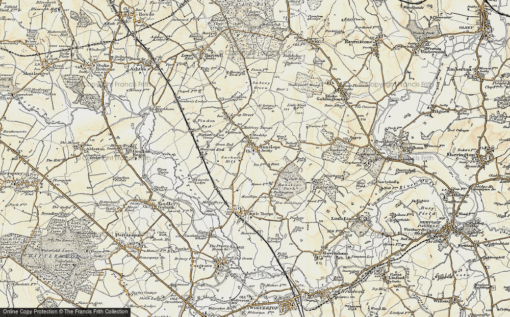 Old Map of Hanslope, 1898-1901 in 1898-1901
