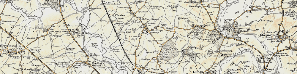 Old map of Hanslope in 1898-1901