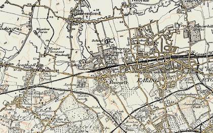 Old map of Hanwell in 1897-1909