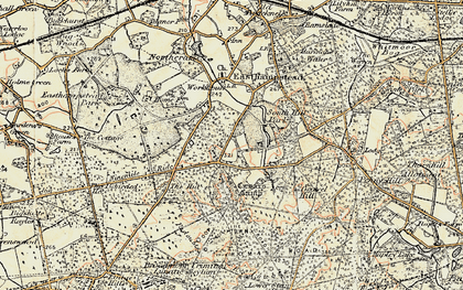 Old map of Hanworth in 1897-1909