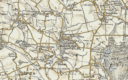 Old map of Hanworth in 1901-1902