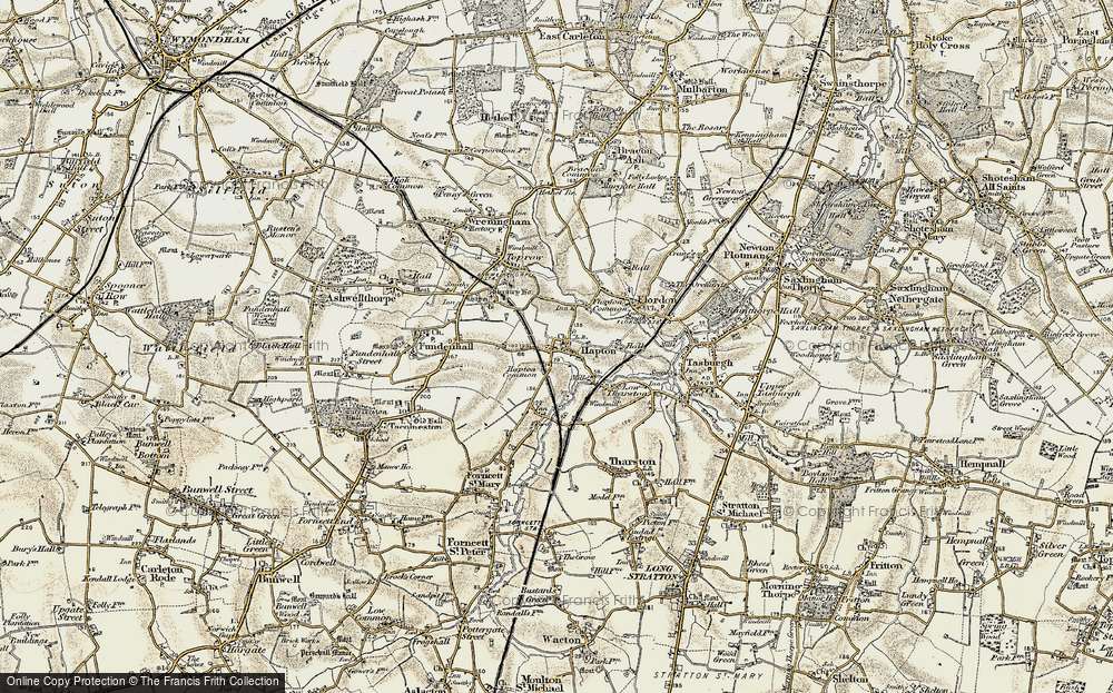 Old Map of Hapton, 1901-1902 in 1901-1902