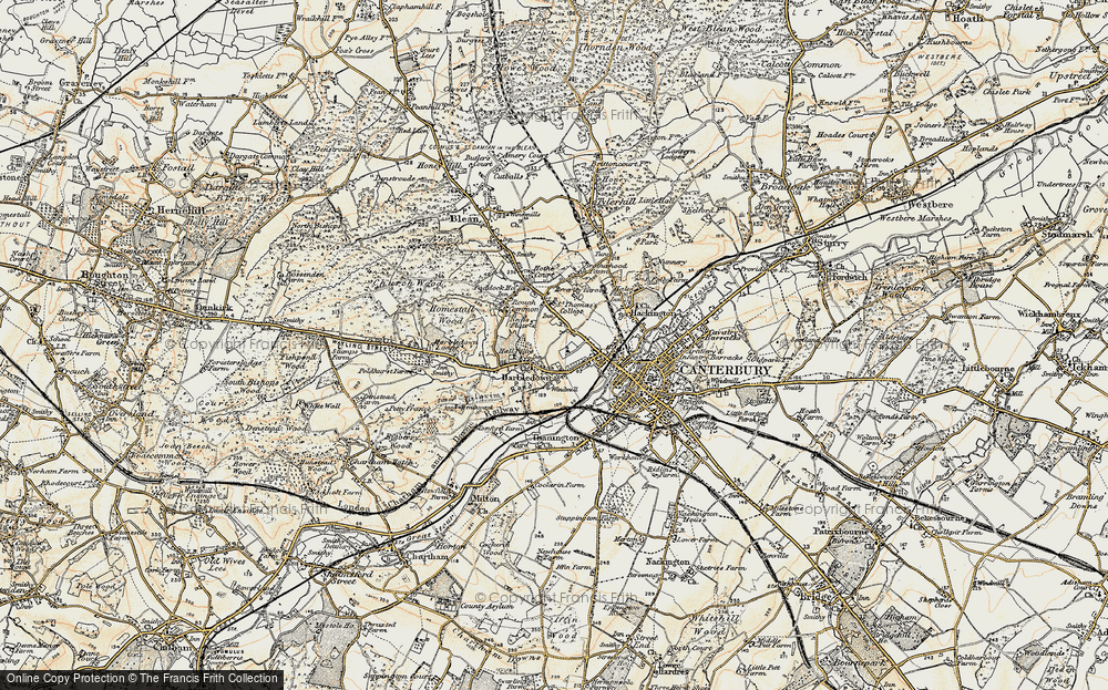 Old Map of Harbledown, 1898-1899 in 1898-1899