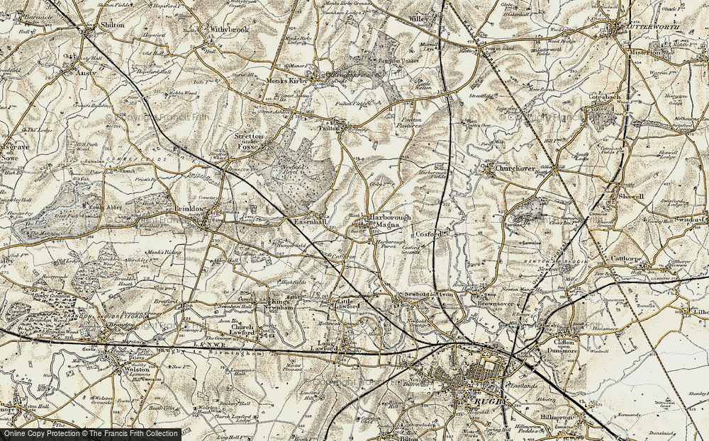 Old Map of Harborough Magna, 1901-1902 in 1901-1902