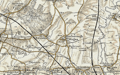 Old map of Harborough Magna in 1901-1902