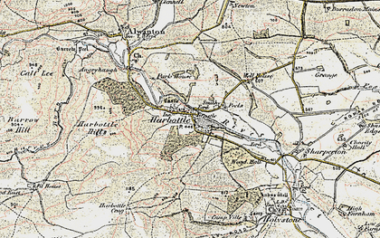 Old map of Harbottle in 1901-1903