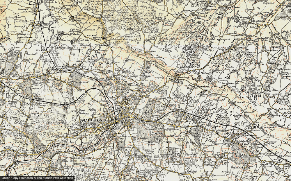 Old Map of Historic Map covering Park Wood in 1897-1898