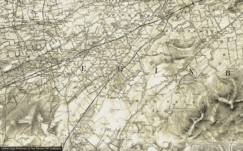 Old Map of Historic Map covering Whitelea Burn in 1904-1905