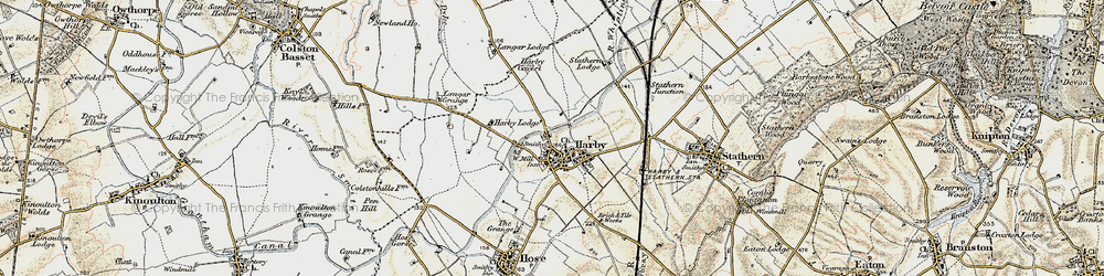 Old map of Harby in 1902-1903