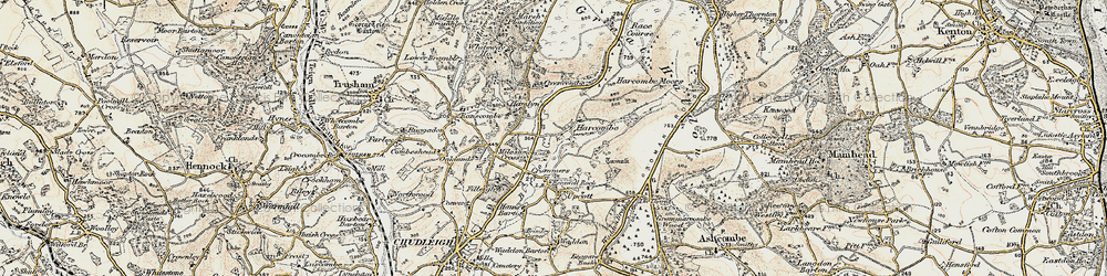 Old map of Harcombe in 1899-1900