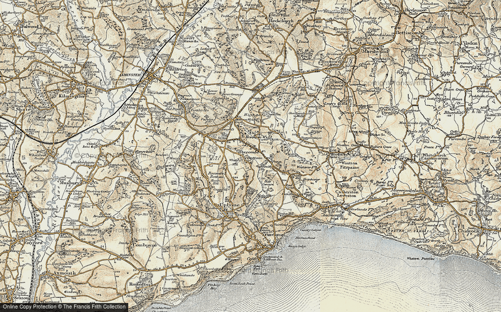 Old Map of Harcombe Bottom, 1898-1899 in 1898-1899