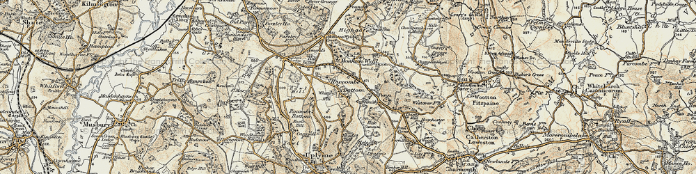 Old map of Harcombe Bottom in 1898-1899