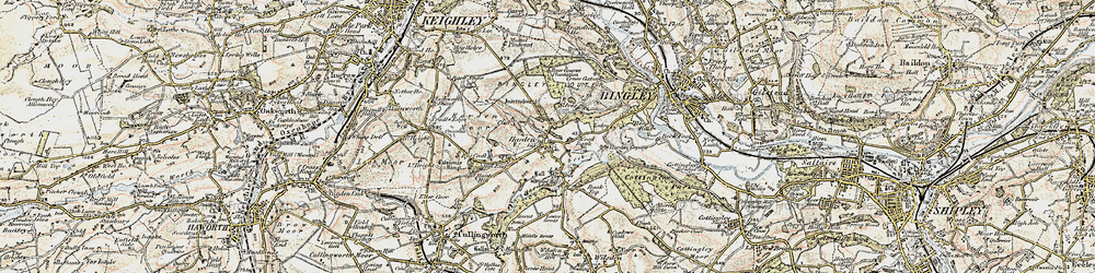 Old map of Harden in 1903-1904