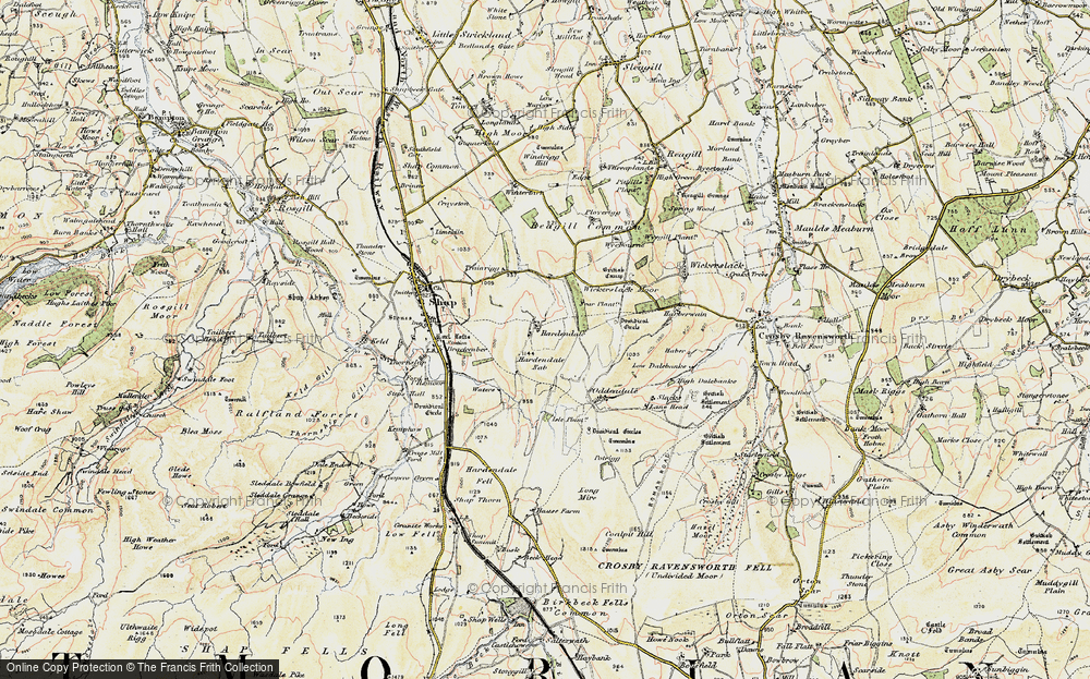 Old Map of Historic Map covering Shap Summit in 1901-1904
