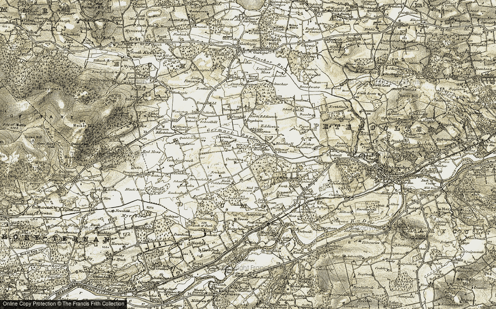 Old Map of Historic Map covering Beatties Cott in 1908-1909