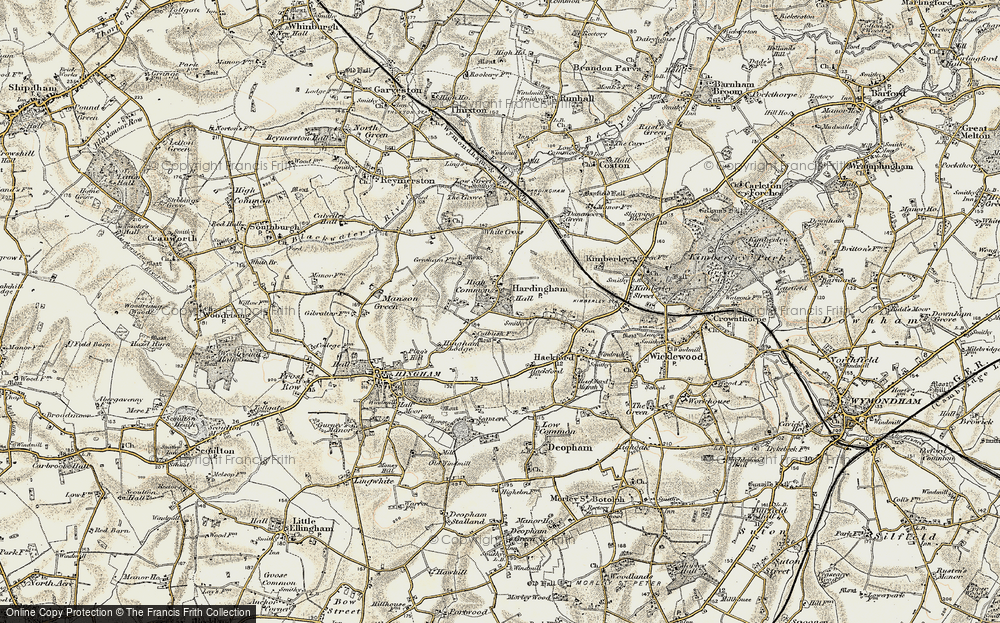 Old Map of Hardingham, 1901-1902 in 1901-1902