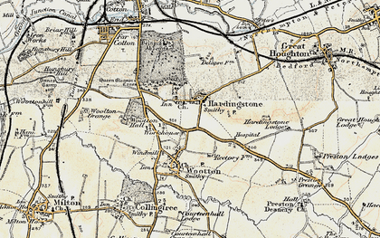 Old map of Hardingstone in 1898-1901