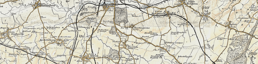 Old map of Hardingstone in 1898-1901