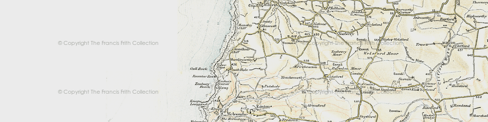 Old map of Hardisworthy in 1900