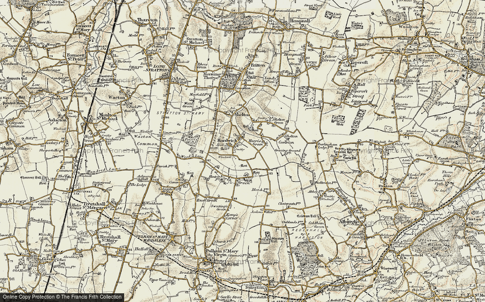 Old Map of Hardwick, 1901-1902 in 1901-1902