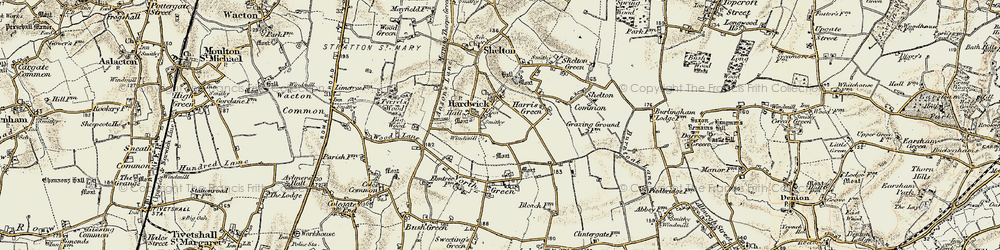 Old map of Hardwick in 1901-1902