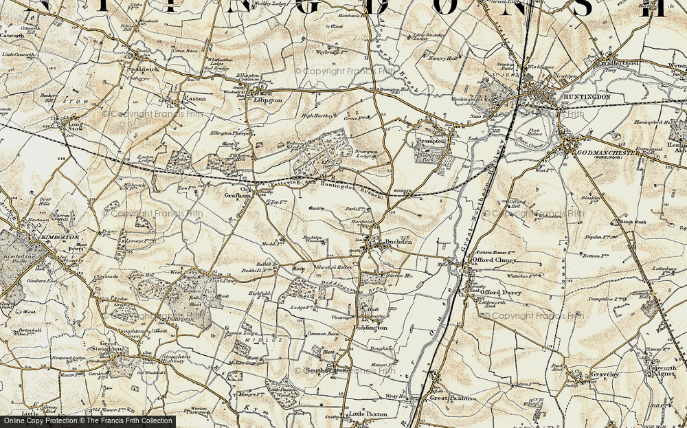 Old Map of Historic Map covering Buckden Wood in 1901