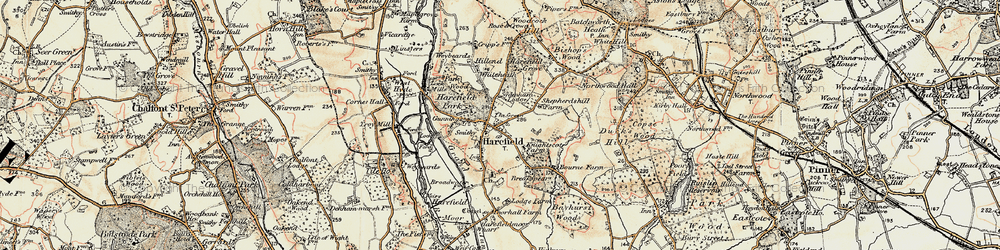 Old map of Harefield in 1897-1898