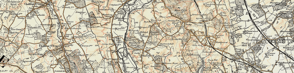 Old map of Harefield Grove in 1897-1898