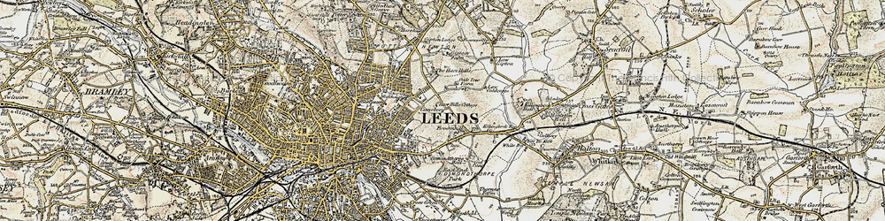 Old map of Harehills in 1903-1904