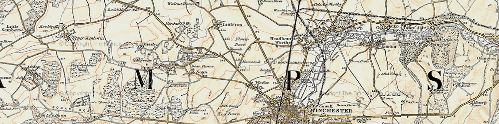 Old map of Harestock in 1897-1900