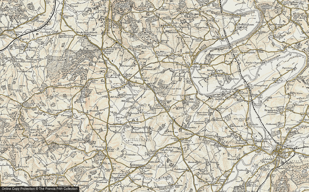 Old Map of Historic Map covering Windmill Hill in 1899-1900