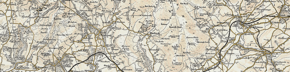 Old map of Burford Down in 1899-1900
