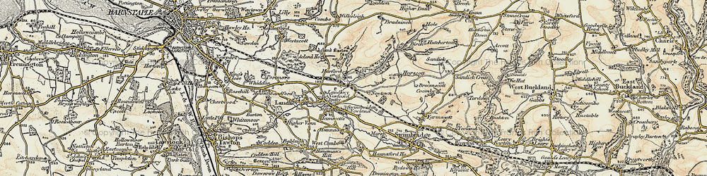Old map of Harford in 1900