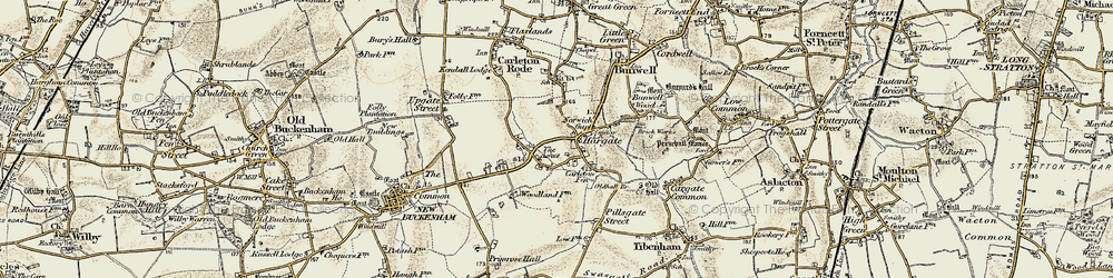 Old map of Hargate in 1901-1902