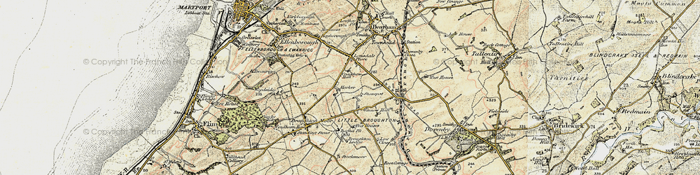 Old map of Harker Marsh in 1901-1905