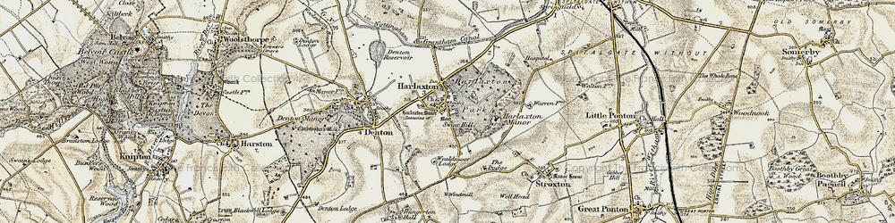 Old map of Harlaxton in 1902-1903