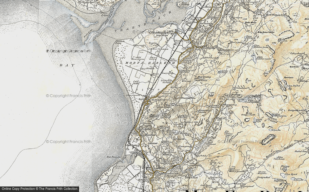 OLD ORDNANCE SURVEY MAP HARLECH 1903 RHOBELL FAWR DOLGELLAU LLANABER LLANBEDR 