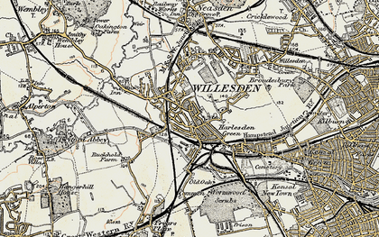 Old map of Harlesden in 1897-1909