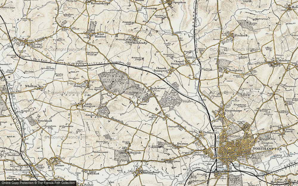 Old Map of Harlestone, 1898-1901 in 1898-1901