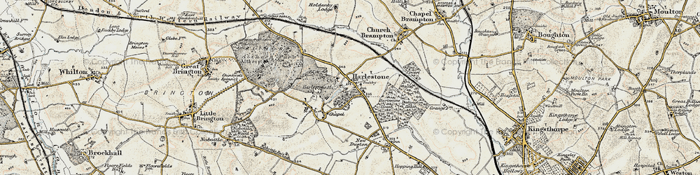 Old map of Harlestone in 1898-1901