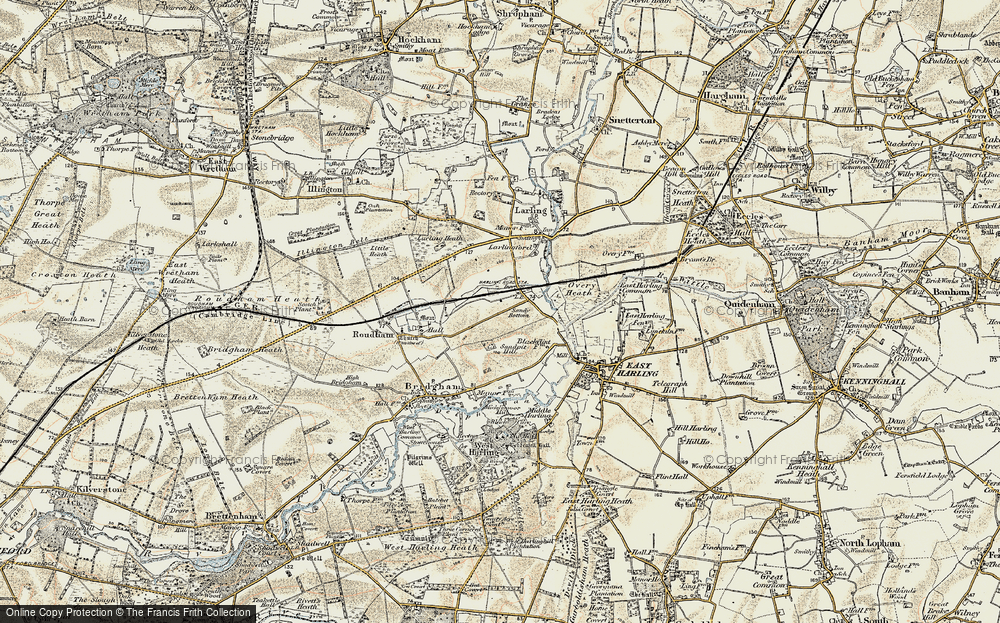 Old Map of Harling Road, 1901 in 1901