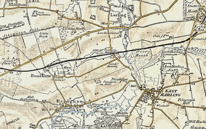 Old map of Harling Road in 1901