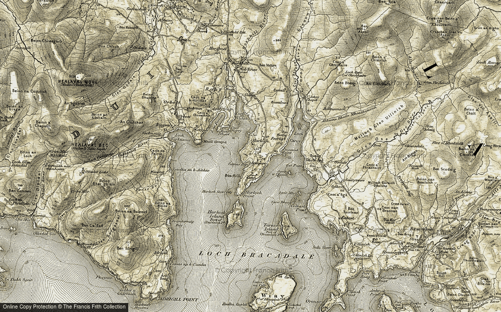 Old Map of Harlosh, 1908-1911 in 1908-1911
