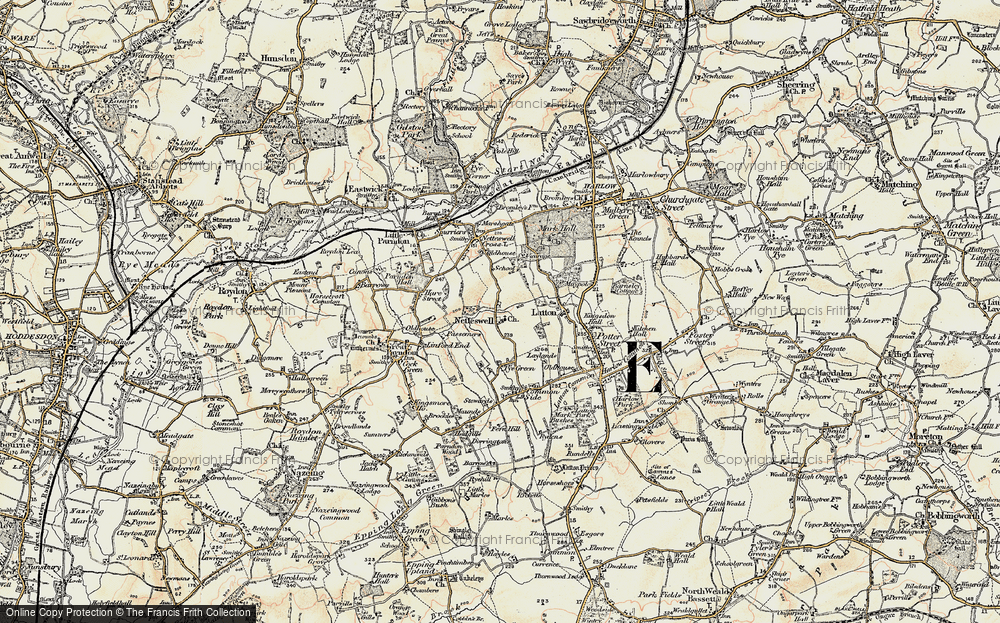 Old Map of Harlow, 1898 in 1898