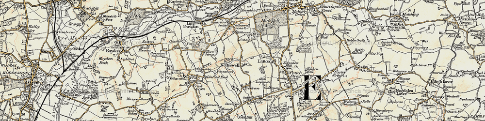 Old map of Harlow in 1898