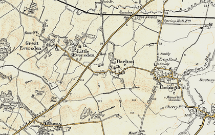 Old map of Harlton in 1899-1901