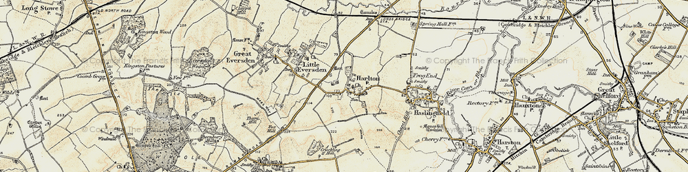Old map of Harlton in 1899-1901