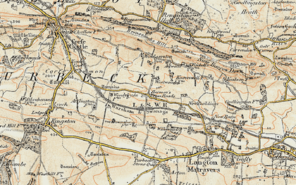 Old map of Harman's Cross in 1899-1909