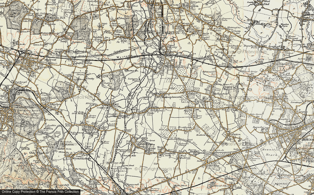 Old Map of Harmondsworth, 1897-1909 in 1897-1909