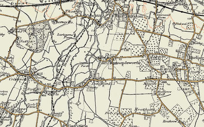 Old map of Harmondsworth in 1897-1909